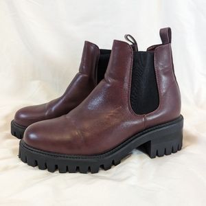 Burgundy Chunky Combat Style Shein boots